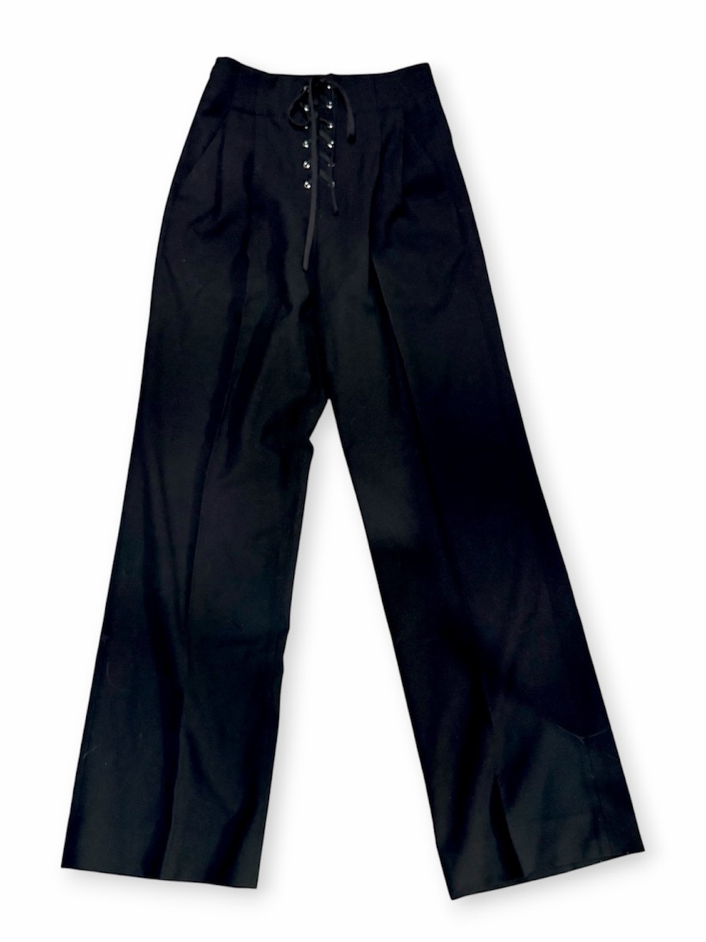 MO&Co. edition platinum Black Lace Up Corset Wide Leg Trouser Pants